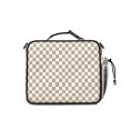 thumbnail image 3 of Brown and White Checkered Pattern Insulated Lunch Bag with Shoulder Strap and Bottle Holder,Bento School Lunch Bag Box,11x9.5x3.5 Inches, 3 of 5