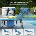 thumbnail image 3 of Outsunny Folding Chaise Lounge Chair Outdoor Tanning Chair with 5-Level Adjustable Back, Side Table, Pillow, Pocket for Yard, Beach, Pool, Blue, 3 of 9