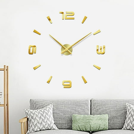 GETAJGHSD 1Set Large Modern Wall Clock Golden Frameless Quartz Movement For Living Room Decor 70x120x0.4in