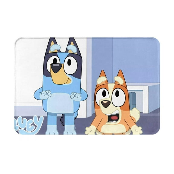 Masiiu Bluey Pattern Doormat Flannel Material, Non-slip Bottom for Indoor and Outdoor Use 16x24in