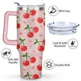 thumbnail image 3 of 40oz Red Cherry Fruit Pattern Stainless Steel Flip Straw Tumbler Spill Proof Travel Cup Double Wall Vacuum Insulated Coffee Mug with Top Handle, 3 of 6