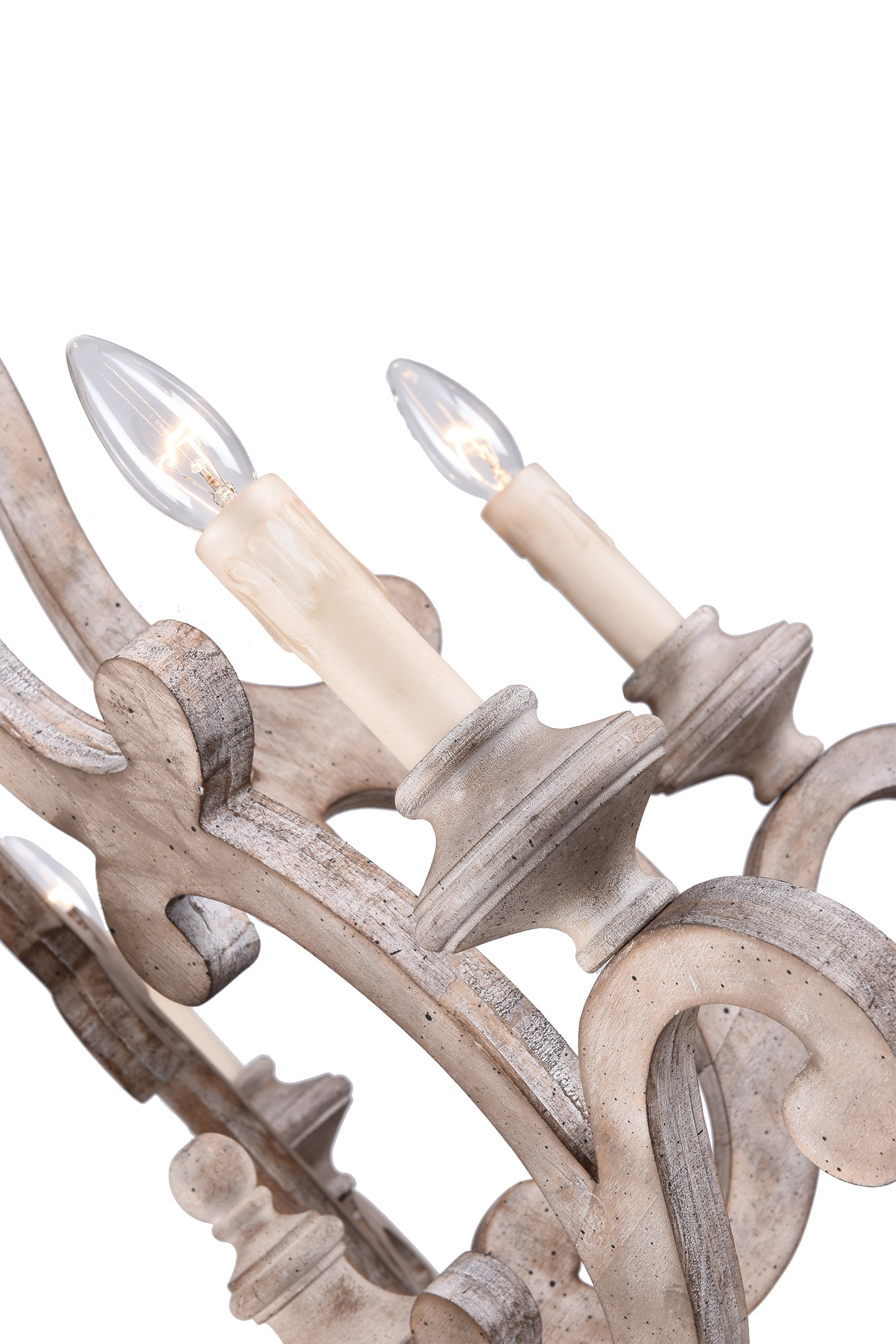 5-Light Wooden White Vintage Chandelier