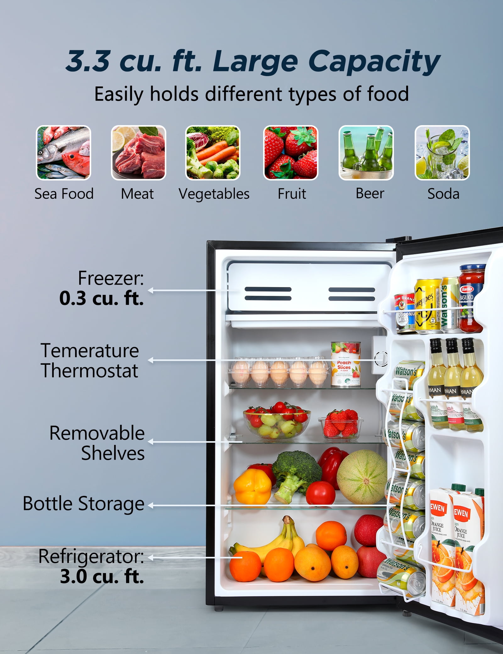 TaoTronics Mini Fridge with Freezer, 3.3 Cubic feet, Nepal Ubuy