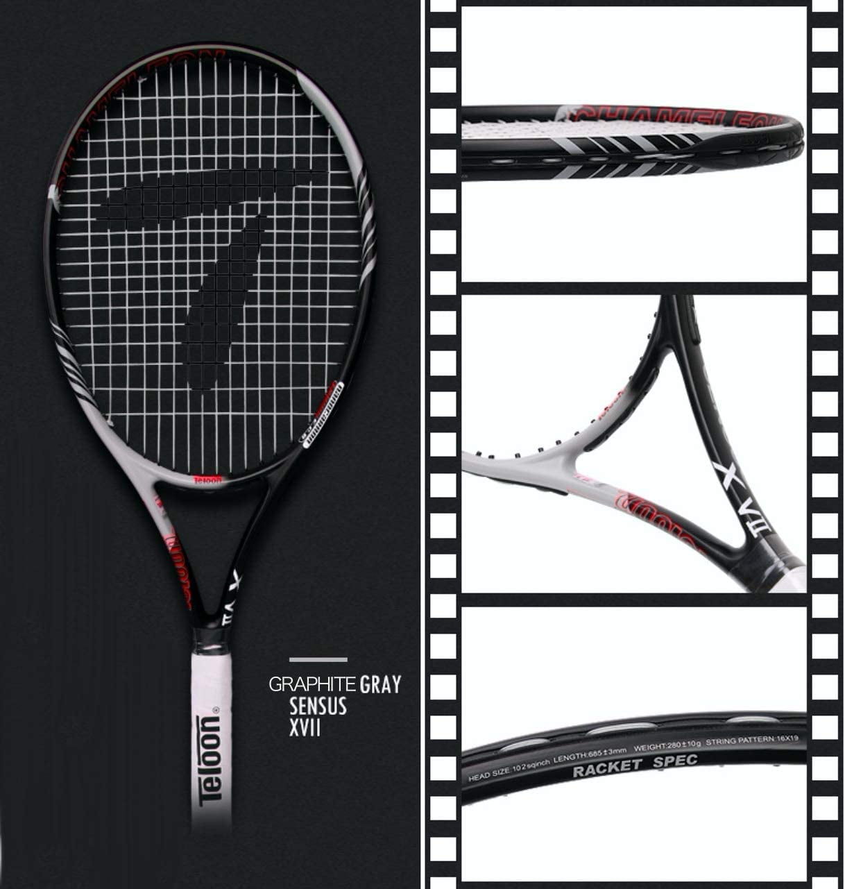 Teloon Sensus Series | Adult Tennis Racquet, Women Tennis Racket Includes Bag Cover, Shock Absorber, Tennis Grip (Black)