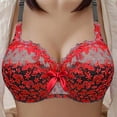 thumbnail image 5 of Zynoxe 2PC Plus Size Lace Balconette Bra with Bow Detail Supportive Underwire Push Up Bra Solid Color Everyday Underwear, 5 of 8