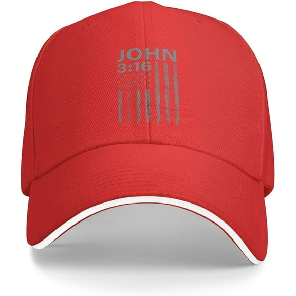 John 3:16 Faith Cross American Flag Red Unisex Classic Baseball Cap Plain Soft Adjustable Size Dad Hat
