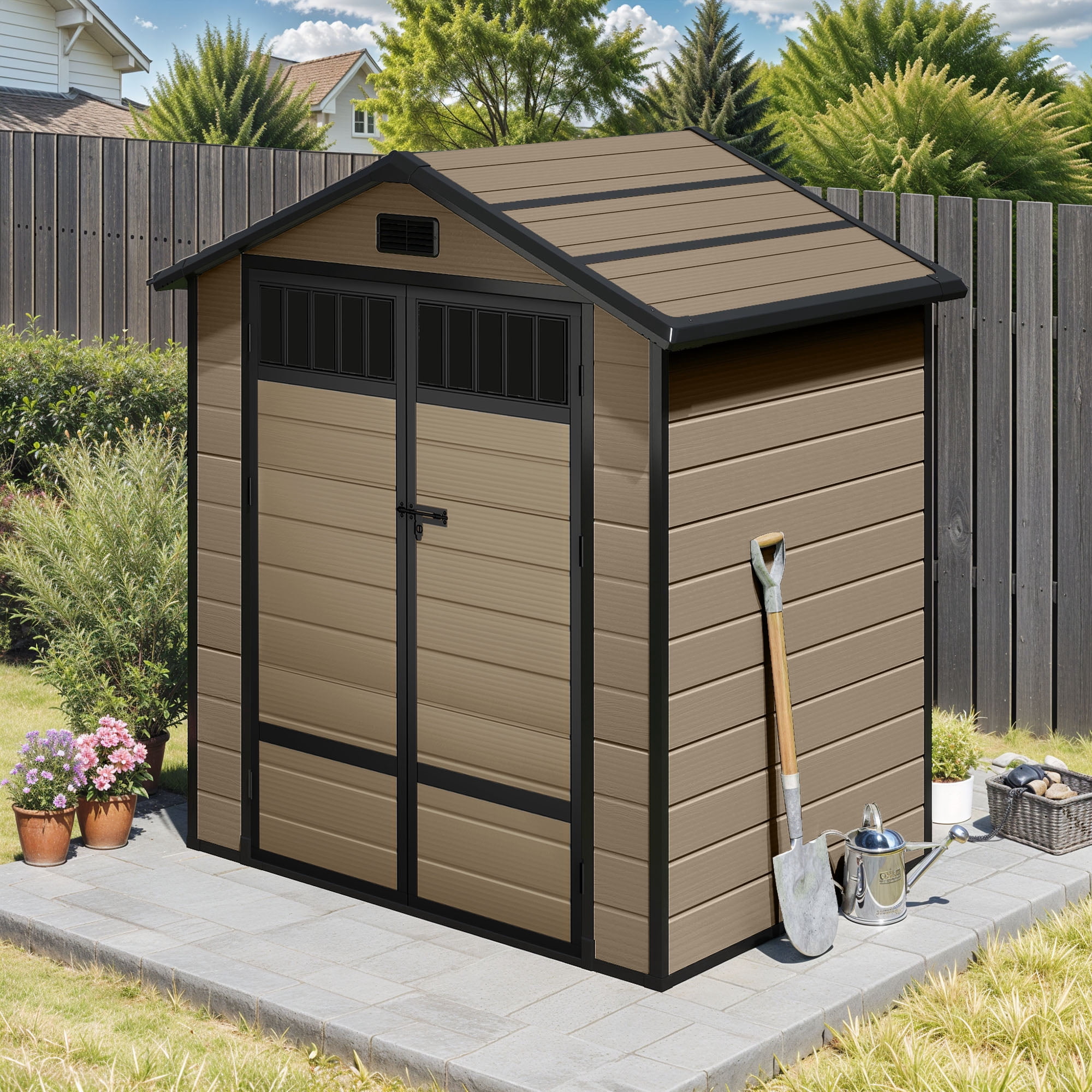 Patiowell 6'x6' Resin Storage Shed, Lockable, All-Weather Outdoor