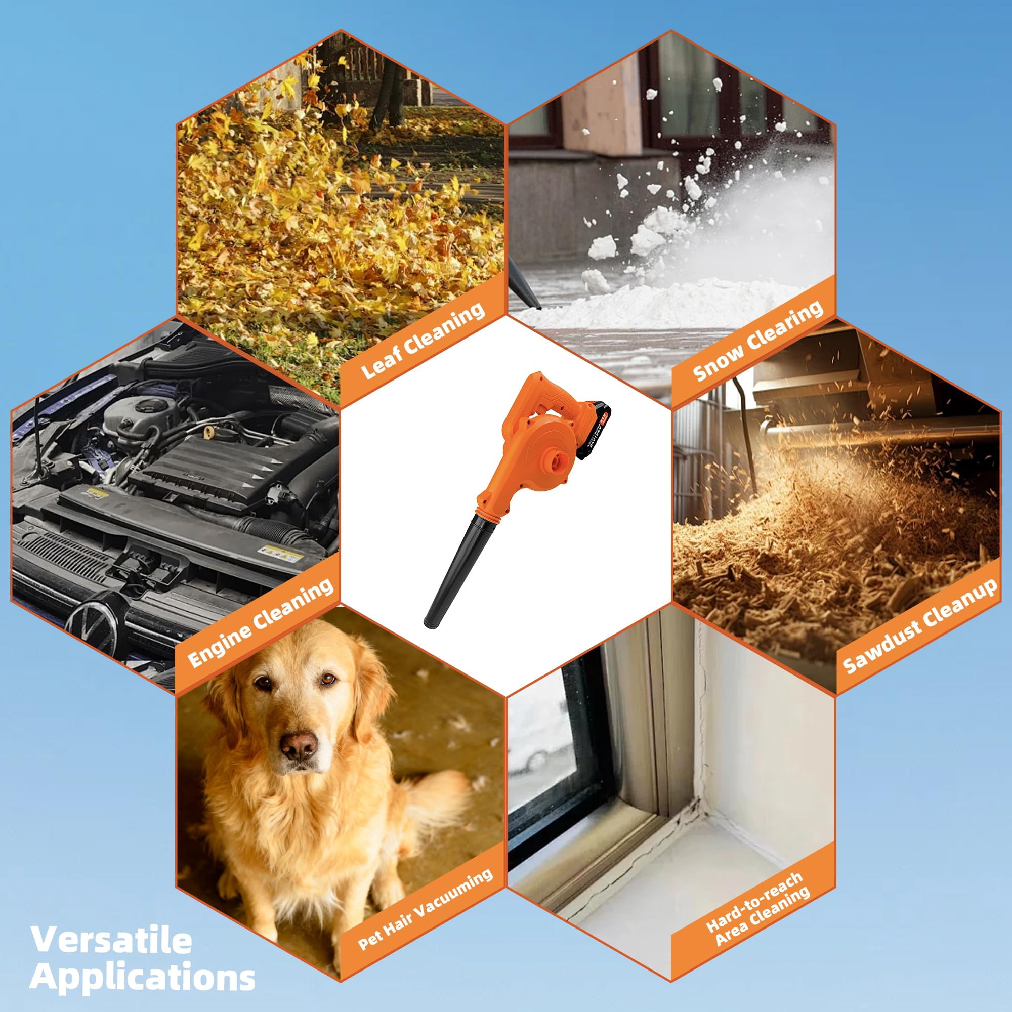 YUIECHER 2-in-1 Cordless Leaf Blower & Vacuum, 300W, 12000RPM, Dual Batteries, Lightweight