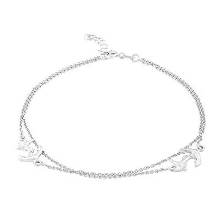 La Preciosa Sterling Silver Double-strand Anchor Anklet