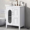 thumbnail image 4 of 24" Bathroom Vanity with Drop-In Sink | Overflow Feature to Avoid Water Spilling, Ideal for Bathroom | Solid Wood Frame, MDF and Moru Glass | Adjustable Shelf and Drawers for Storage, 4 of 7