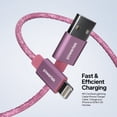 thumbnail image 4 of Powertek USB-A to Lightning Cable, Fast Charging iPhone Charger Cord, Durable Tangle-Resistant Sync Cable, Pink Glitter, 6FT, 4 of 6