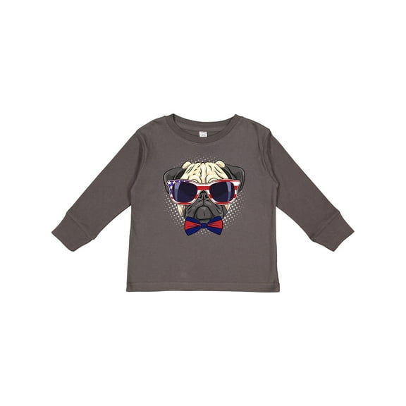 Inktastic Pug Dog July 4th Patriotic Sunglasses Boys or Girls Long Sleeve Toddler T-Shirt