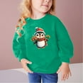 thumbnail image 2 of TFEOQRY Children Christmas Sweatshirts for Boys and Girls Cartoon Penguin Christmas Hat Printing Long Sleeve Hoodless Sweatshirt Green, 2 of 4