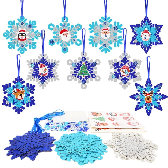 Kit de manualidades con forma de copos de nieve Fennoral para niños, decoración navideña DIY