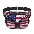 thumbnail image 1 of Fotbe USA Aigle avec Ailes Évasées Sac Banane pour Femmes et Hommes, Sac de Taille Carré à Double Couche Imperméable avec Sangle Réglable pour Randonnée, Jogging, Cyclisme, 1 of 9