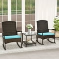 thumbnail image 1 of Gymax 3 Pieces Rocking Wicker Bistro Set Outdoor Front Porch Rocker Chairs Conversation Set Turquoise, 1 of 10