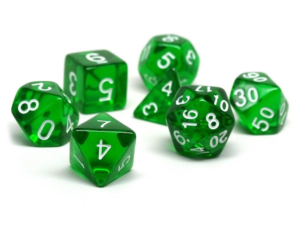 Emerald Green Translucent Dice 7 Piece Set