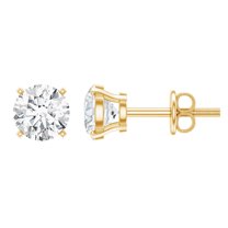 Rosec Jewels Certified 1 Carat Lab Grown Diamond Stud Earrings, EF-VS Quality - Ready to Gift for Valentines Day, 14K Yellow Gold