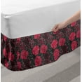 thumbnail image 2 of Floral Bed Skirt, Ombre Style Flourishing Rose Blooms Valentines Anniversary Image, Elastic Bedskirt Dust Ruffle Wrap Around for Bedding Decor, 4 Sizes, Charcoal Grey Magenta, by Ambesonne, 2 of 2