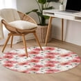 thumbnail image 4 of Round Rug 4Ft Washable Non-Slip, Spring Flowers Circle Area Rugs for Living Room Bedroom, Farmhouse Chinese Pink White Floral Indoor Floor Mats Carpet Runner for Home Decor Aesthetic, 4 of 8