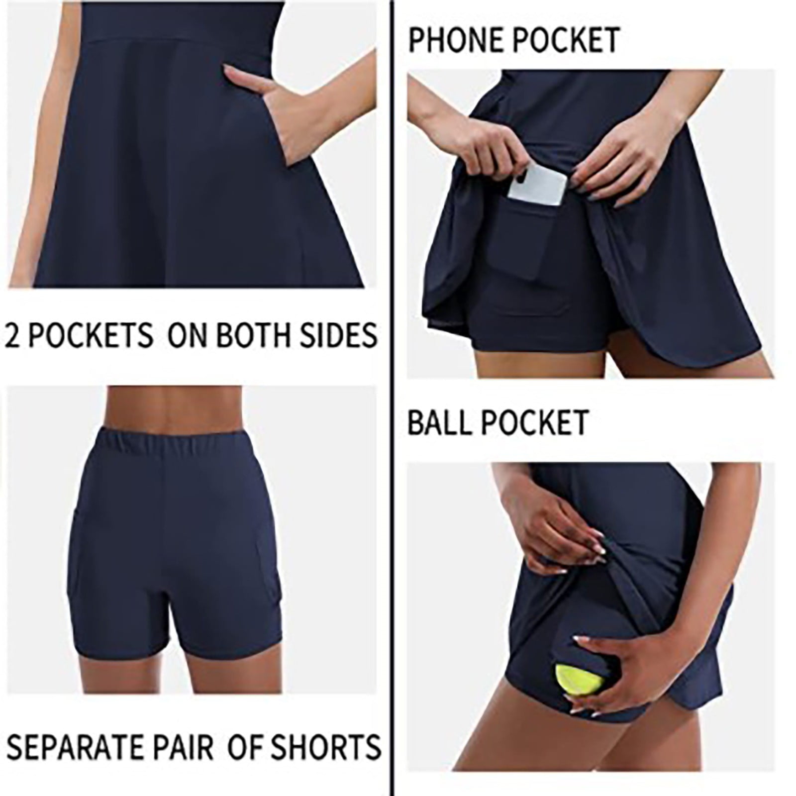 ZRBYWB Womens Dresses Women's Tennis Skirt With Built In Shorts Dress With 4 Pockets Sleeveless Exercise. Dresses For Women 2023