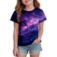 thumbnail image 1 of Fgnfyis Hauts pour Filles Carnaval T-Shirt Graphique à Manches Courtes avec Imprimé Étoile Céleste Col Rond Décontracté pour Jeu Quotidien T-Shirts pour Filles Violet_003 4-5 Ans, 1 of 4