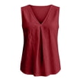 thumbnail image 6 of GZWYHT Womens Cotton Linen Tank Tops V Neck Casual Cami Sleeveless Blouses Basic Shirt Summer Clothes Fashion Outfits Red L, 6 of 7