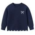 thumbnail image 5 of HILEELANG Girls' 3-8T Navy Blue Bow Print Scalloped Casual Playwear for Kids,Soft Loungewear Outfit Sets,5Y, 5 of 14