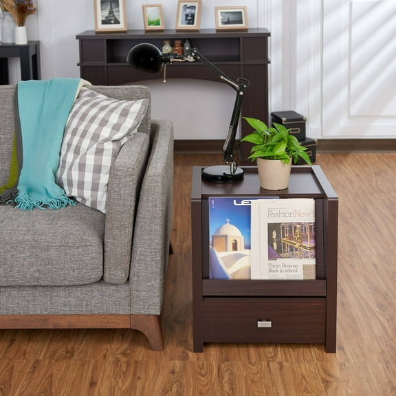 Furniture of America Boily Hidden Storage End Table, Walnut