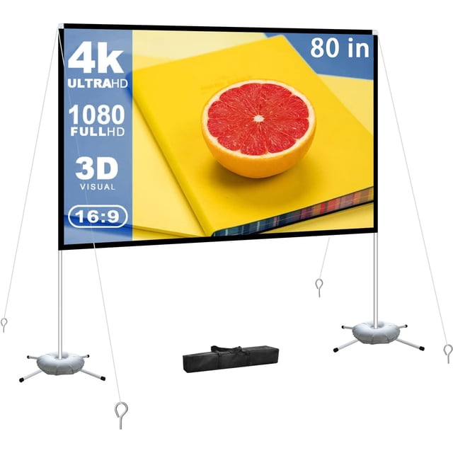 Pantalla de proyector WEDIOU portátil para exteriores de 80 pulgadas 4K HD