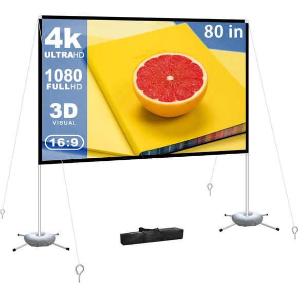Pantalla de proyector WEDIOU portátil para exteriores de 80 pulgadas 4K HD