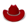 thumbnail image 5 of HNMKIU British Style Cowboy Hat for Elegant Women Wide Brim Western Rancher Headwear with Classic Embellishment for Fashionable Outdoors Women's Hats 06_Red,One Size, 5 of 7