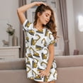 thumbnail image 3 of Wukai Funny Excavator Print Women's Loose Short Sleeve Nightgown, Soft Sleep Dress for Comfortable Relaxation, Casual Lounge Wear, 3 of 6