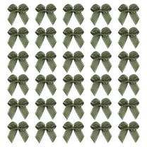 Mini Metallic Edge Ribbon Bow. 22x23mm Satin Silver Edge Ribbon Bow Appliques for Crafts DIY Hair Bows Sewing Wedding Party Christmas Decoration, (Pack of 50, Dark Green)