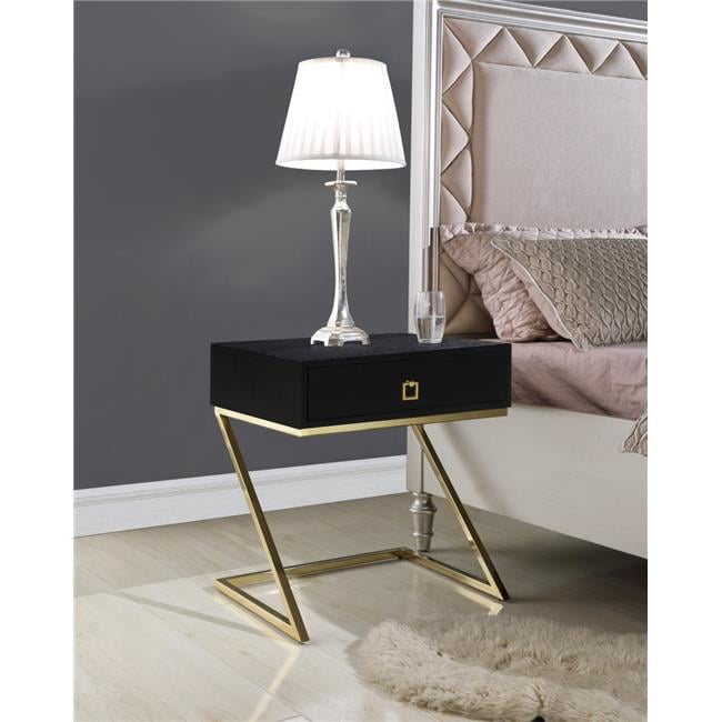 Chic Home Fst2969 Us Francisco Nightstand Side Table With Self Closing Drawer Ash Veneer Brass Metal Z Frame 44 Modern Contemporary Black Walmart Canada