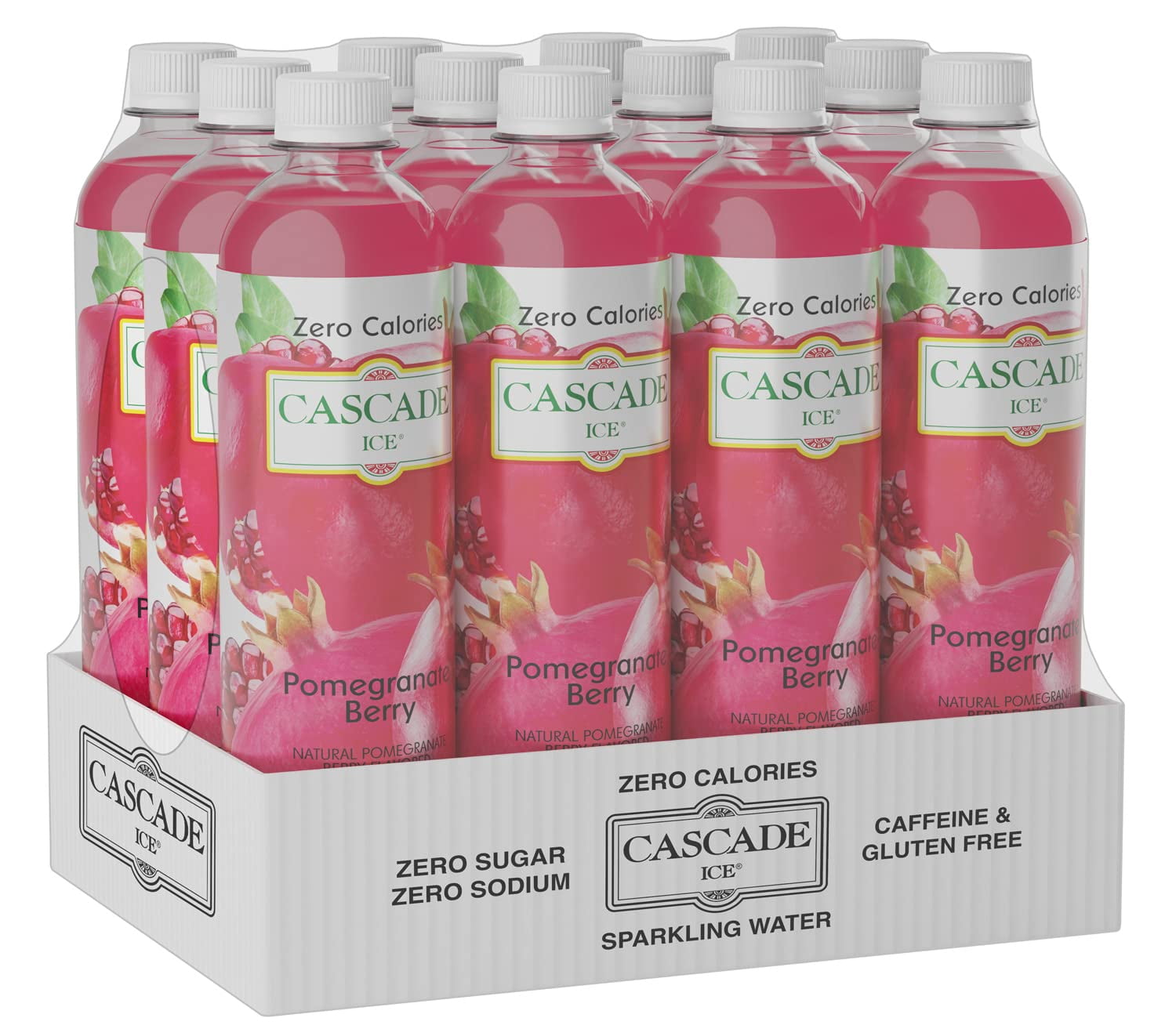 Cascade Ice Sparkling Water, Pomegranate Berry, 17.2 Fl Oz Pack of 12