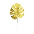 thumbnail image 2 of Golden Artificial Monstera Leaves with Stem X-Large Size, Faux Gold Monstera Stem for DIY Floral Craft Decor, 2 of 9