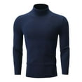 thumbnail image 4 of KKBOTIVE Knitted Sweater Coat for Mens Fashion Half Hign Neck Pullover Long Sleeve Warm Soft Winter Outerwear for Fall Winter Clothes Navy Size: XXXXL, 4 of 6