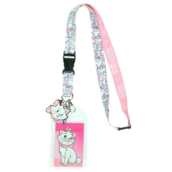 Disney Aristocats Marie Because I'm a Lady Breakaway Lanyard ID Badge Holder with 2" Marie Rubber Charm