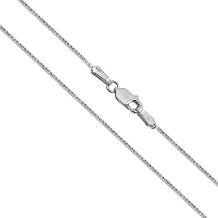 Jade White Gold Necklace - 14K Solid White Gold 1mm Box Chain Necklace 16