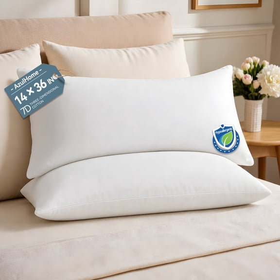2PCS 14x36 Pillow Inserts Hypoallergenic, Soft Lightweight Sofa Arm Pillows, White Polyester Filling for Couch & Chairs