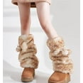 thumbnail image 2 of Gyaru Fuzzy Fur Leg Warmers Y2k Animal Print Furry Deer Legwarmers 2000s Whimsy Twee Alt Harajuku Accessories, 2 of 6