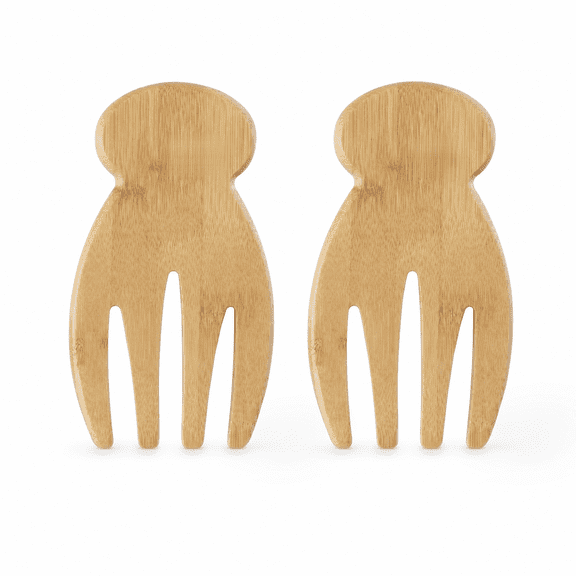 Natural Wood Salad Hands, Wooden Salad Tossing & Serving Utensils for Kitchen Use