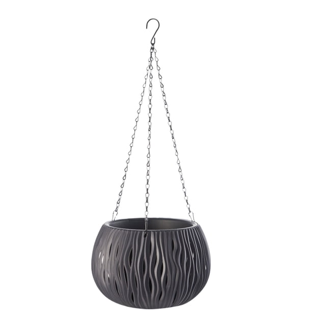 Monstrate Maceta colgante para jardín, duradera y resistente a la putrefacción, para plantas al aire libre, cesta colgante, maceta para flores Jardín y Patio Gris oscuro trompeta