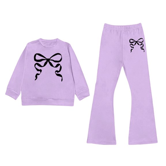 Shadoumai Girls Clothes 2 Piece Outfit Long Sleeve Top Bow Cargo Pants Girls Fall and Winter Outfits, Sizes 7-16 Years