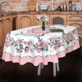 thumbnail image 3 of Pink Oval Tablecloth, Rose Flower Printed Tablecloth, Spring Summer Waterproof Floral Tablecloth 60x102inch, Suitable for Indoor and Outdoor, Holiday Kitchen Restaurant and Party, 3 of 6