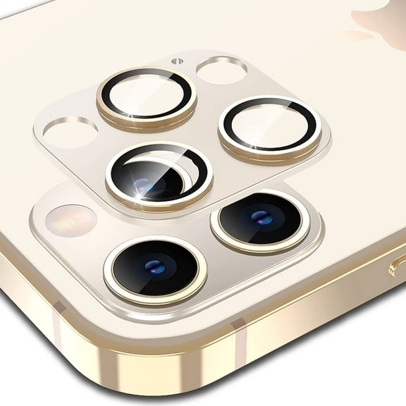 for iPhone 13 Pro/iPhone 13 Pro Max Camera Lens Protector, Alloy Metal Camera Cover with Tempered Glass Screen Protector Accessories, Case Friendly for iPhone 13Pro / 13 Pro Max (Gold)