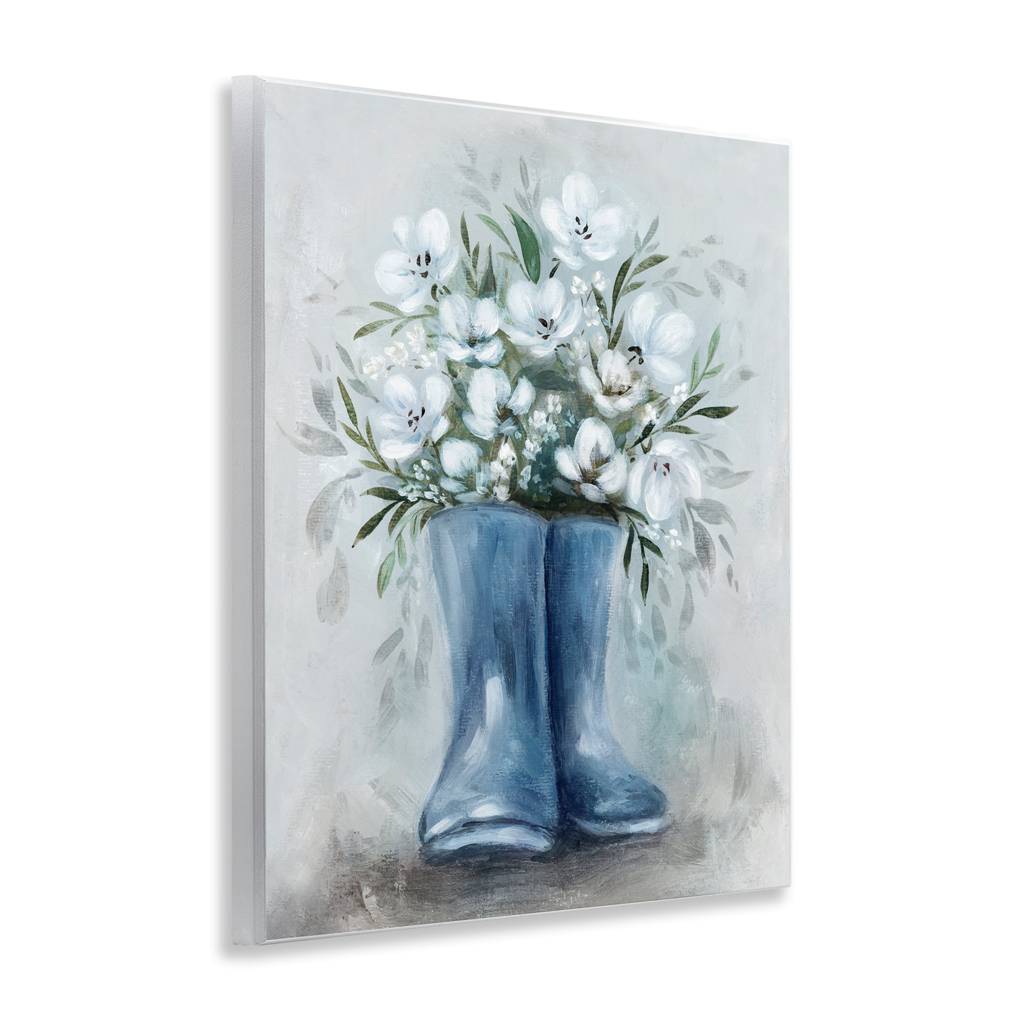 Stupell Industries Botanical Bouquet in Blue Boots Wall Plaque Art, design by Kristen Brockmon
