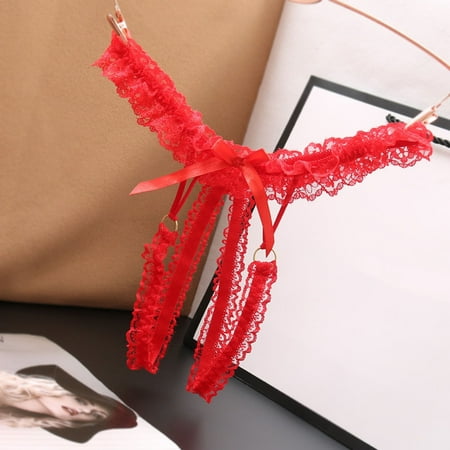 

TANGNADE Underwear Women Sexy Lace Underpants Open Crotch Panties Low Waist Briefs Underwear