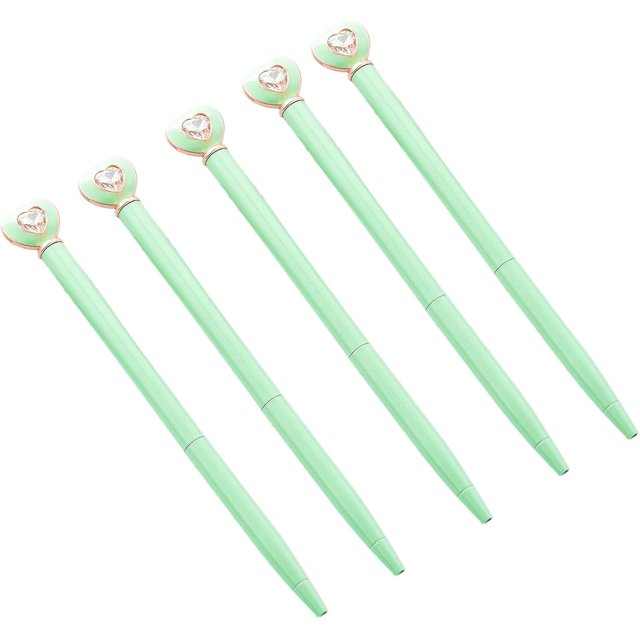 6Pcs Heart Crystal Ballpoint Pen Twist Action Ballpoint Pen Smooth to Write